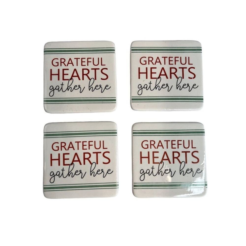 Inspirational Ceramic‎ Coaster Set Multicolor Home Decor 4 Pack